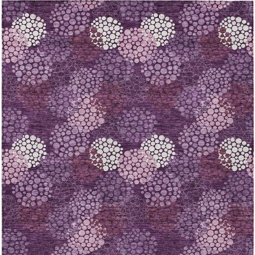 Eggplant Lavender And Ivory Polka Dot Washable Indoor Outdoor Area Rug Photo 8