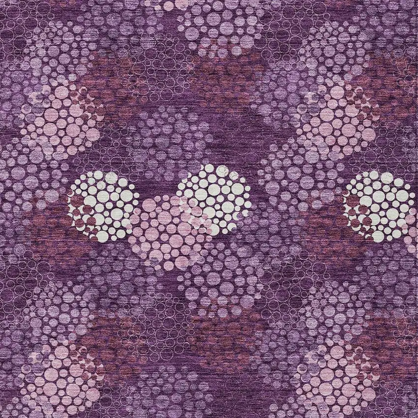 Eggplant Lavender And Ivory Polka Dot Washable Indoor Outdoor Area Rug Photo 6