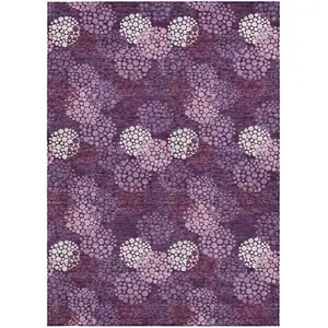 Photo of Eggplant Lavender And Ivory Polka Dot Washable Indoor Outdoor Area Rug