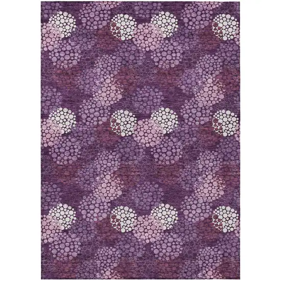 Eggplant Lavender And Ivory Polka Dot Washable Indoor Outdoor Area Rug Photo 2