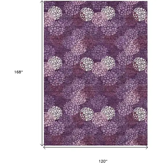 Eggplant Lavender And Ivory Polka Dot Washable Indoor Outdoor Area Rug Photo 3