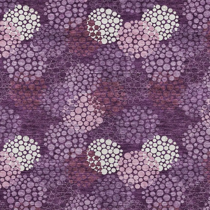 Eggplant Lavender And Ivory Polka Dot Washable Indoor Outdoor Area Rug Photo 6