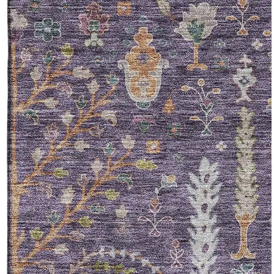 Eggplant Orange And Green Floral Washable Area Rug With UV Protection Photo 4