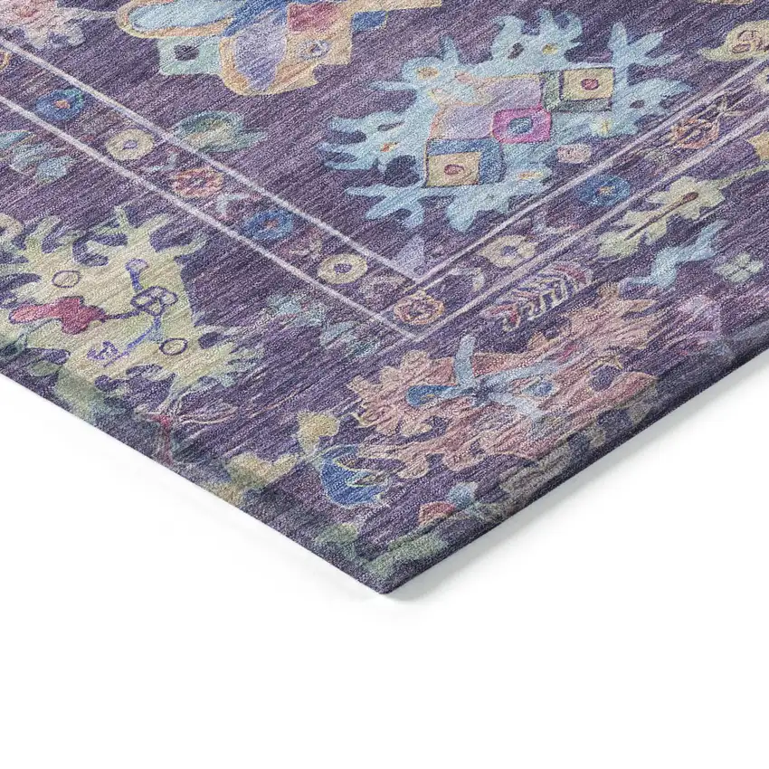 Eggplant Pink And Gold Floral Washable Indoor Outdoor Area Rug Photo 5