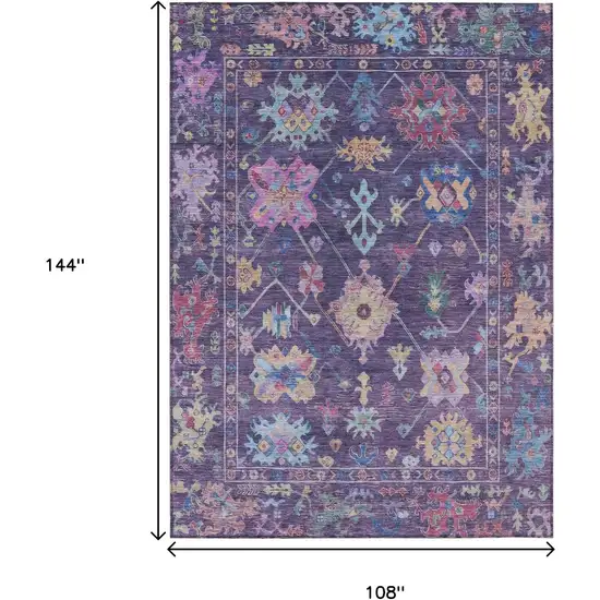 Eggplant Pink And Gold Floral Washable Indoor Outdoor Area Rug Photo 3