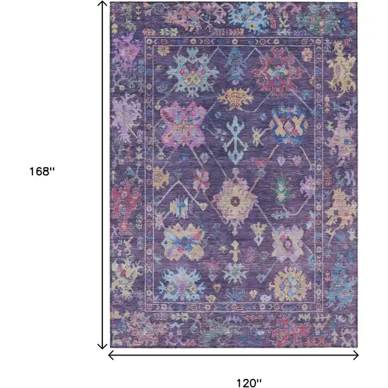 Eggplant Pink And Gold Floral Washable Indoor Outdoor Area Rug Photo 3
