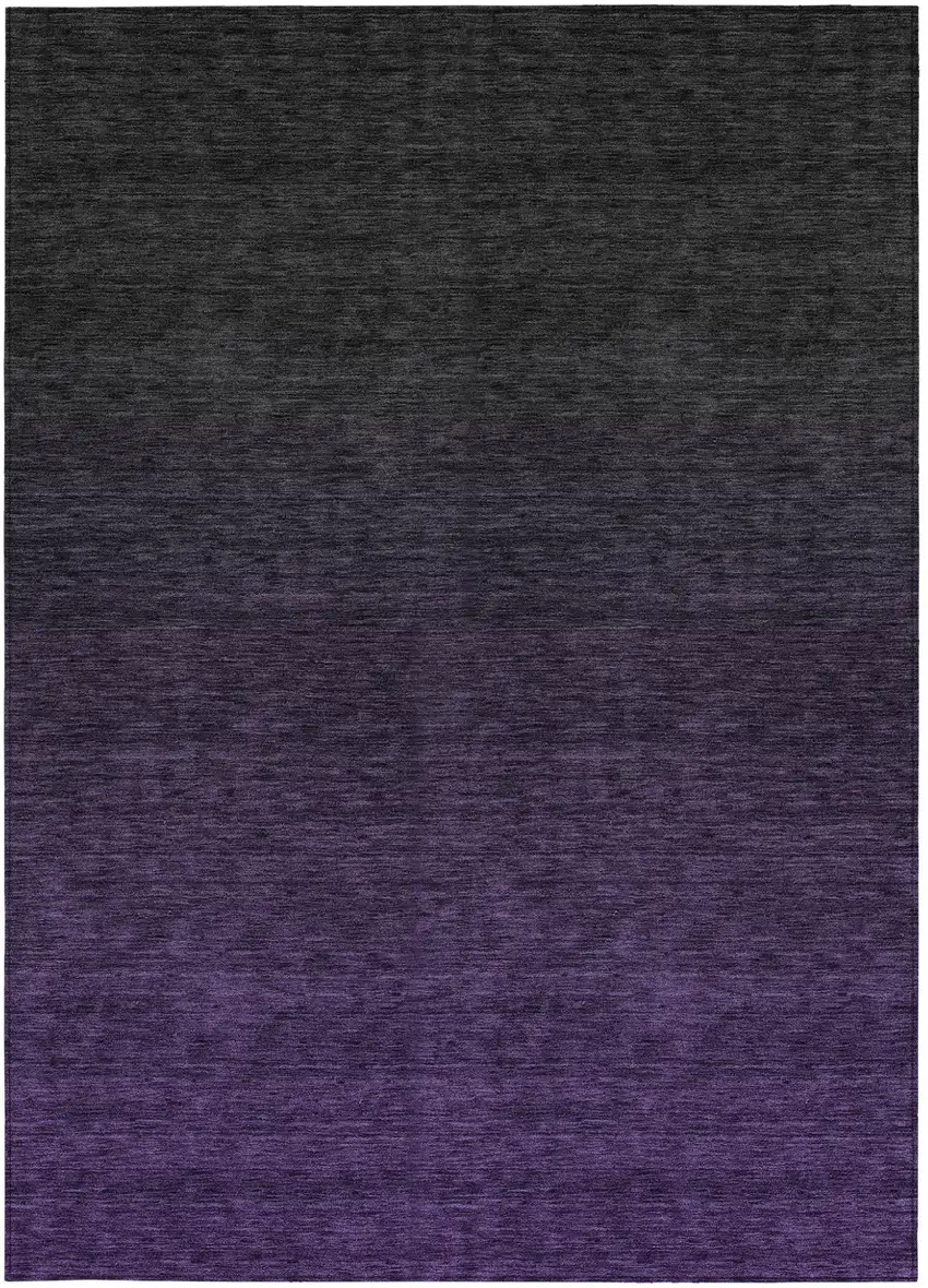 Eggplant Purple And Charcoal Abstract Washable Indoor Outdoor Area Rug Photo 7