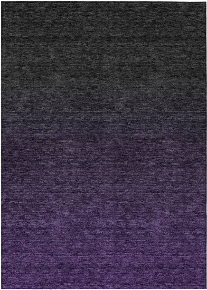 Eggplant Purple And Charcoal Abstract Washable Indoor Outdoor Area Rug Photo 2