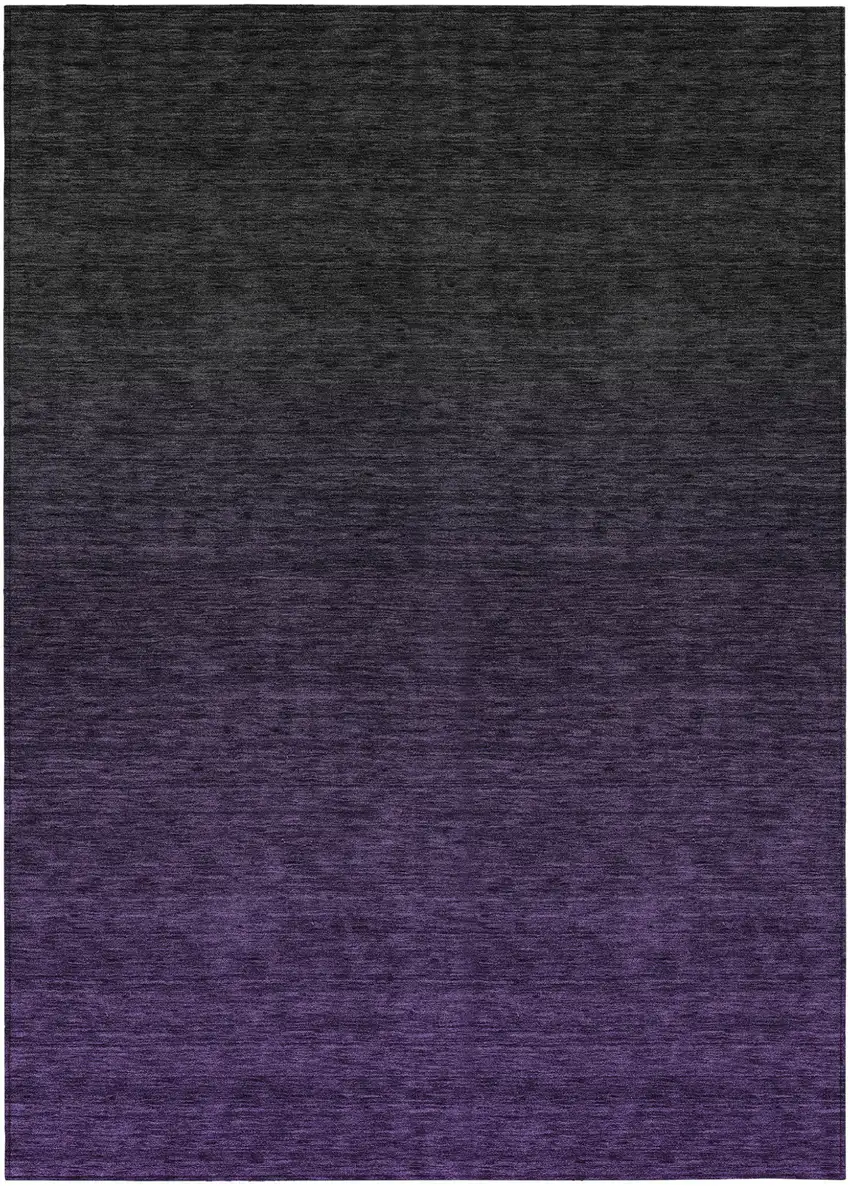 Eggplant Purple And Charcoal Abstract Washable Indoor Outdoor Area Rug Photo 2