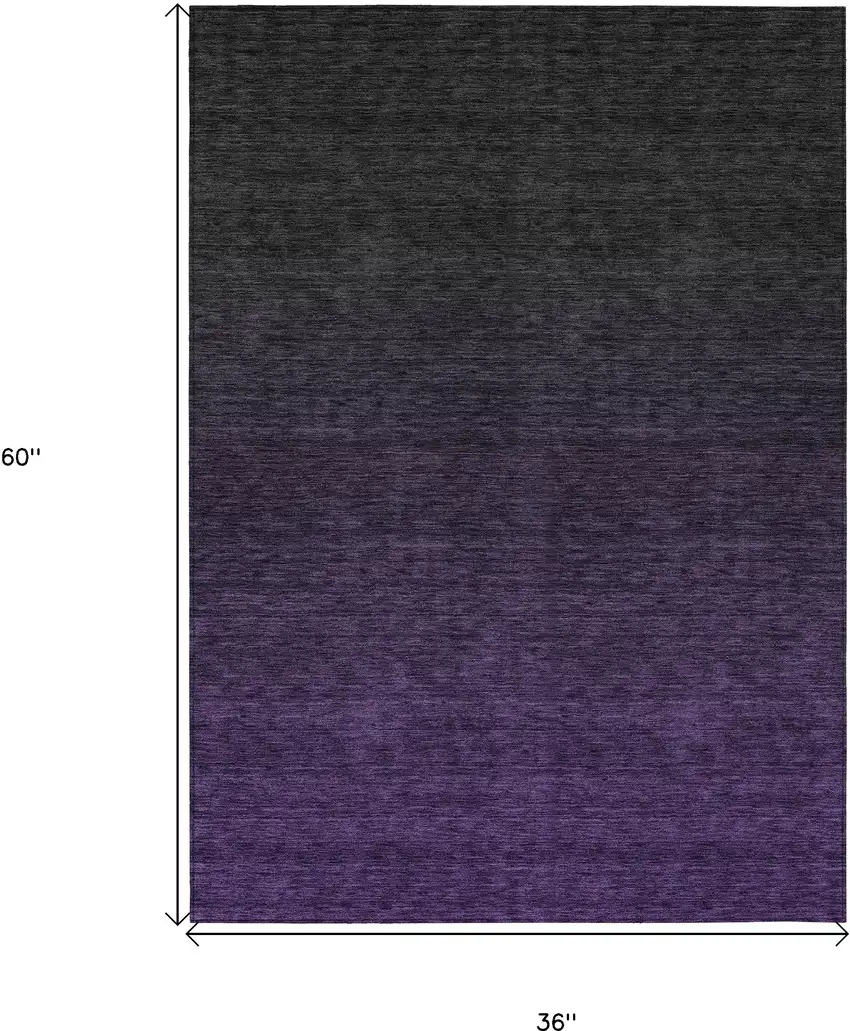 Eggplant Purple And Charcoal Abstract Washable Indoor Outdoor Area Rug Photo 3