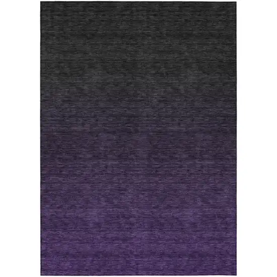Eggplant Purple And Charcoal Abstract Washable Indoor Outdoor Area Rug Photo 2
