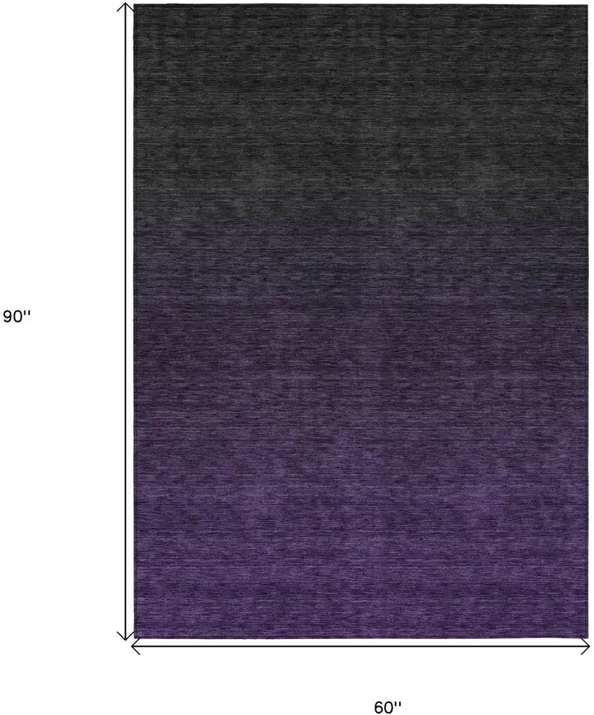 Eggplant Purple And Charcoal Abstract Washable Indoor Outdoor Area Rug Photo 3