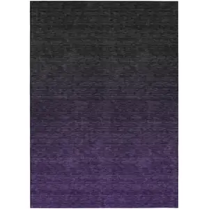 Photo of Eggplant Purple And Charcoal Abstract Washable Indoor Outdoor Area Rug