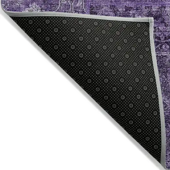 Eggplant Purple And Charcoal Patchwork Washable Indoor Outdoor Area Rug Photo 4