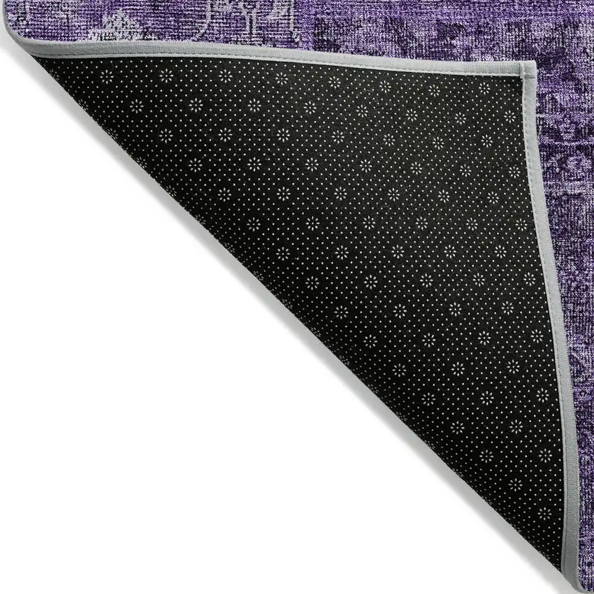 Eggplant Purple And Charcoal Patchwork Washable Indoor Outdoor Area Rug Photo 4