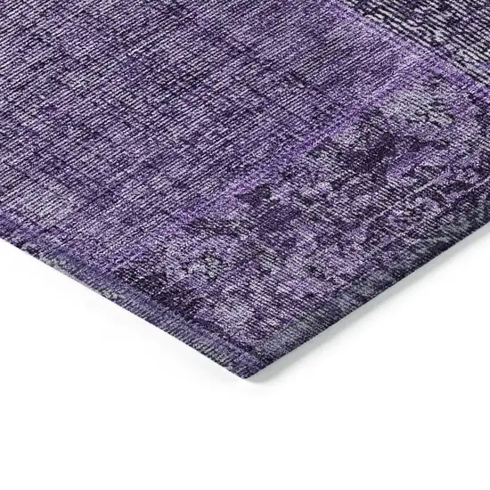 Eggplant Purple And Charcoal Patchwork Washable Indoor Outdoor Area Rug Photo 5