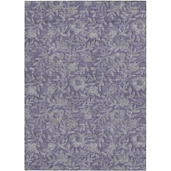Eggplant Purple And Gray Floral Washable Indoor Outdoor Area Rug Photo 5