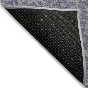Photo of Eggplant Purple And Gray Floral Washable Indoor Outdoor Area Rug