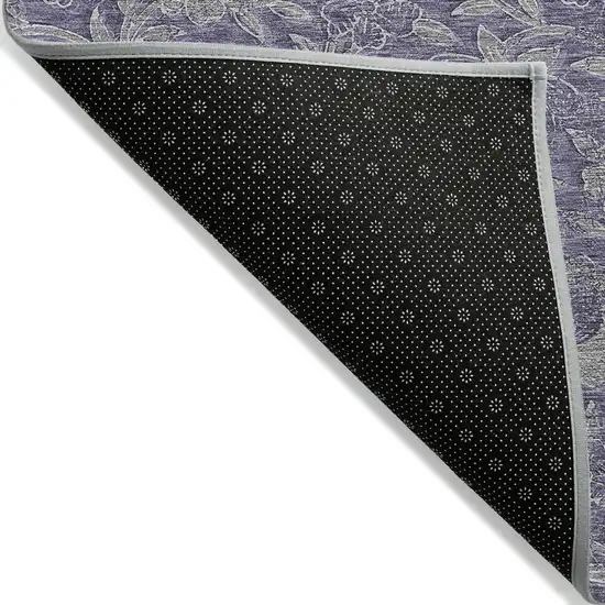 Eggplant Purple And Gray Floral Washable Indoor Outdoor Area Rug Photo 2