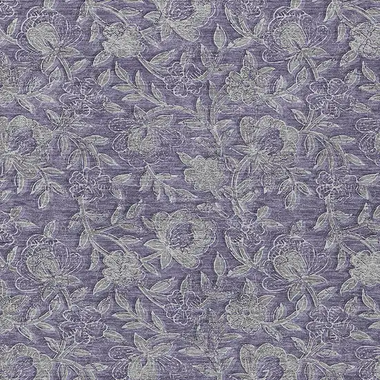 Eggplant Purple And Gray Floral Washable Indoor Outdoor Area Rug Photo 4