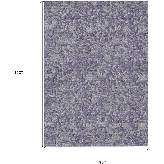 Eggplant Purple And Gray Floral Washable Indoor Outdoor Area Rug Photo 3