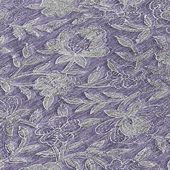 Eggplant Purple And Gray Floral Washable Indoor Outdoor Area Rug Photo 8
