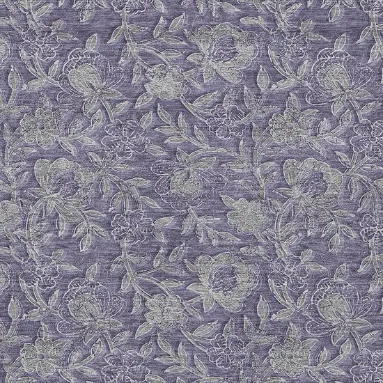 Eggplant Purple And Gray Floral Washable Indoor Outdoor Area Rug Photo 6