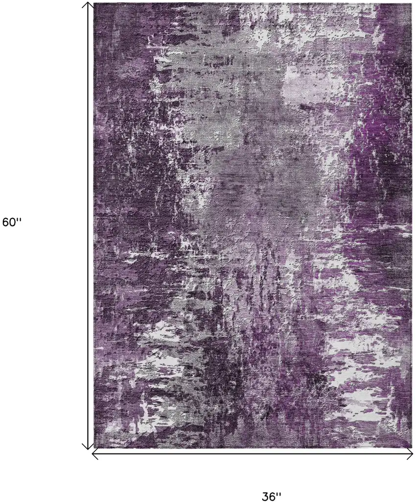 Eggplant Purple And Lavender Abstract Washable Indoor Outdoor Area Rug Photo 9