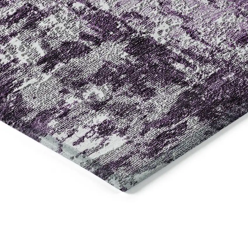 Eggplant Purple And Lavender Abstract Washable Indoor Outdoor Area Rug Photo 3