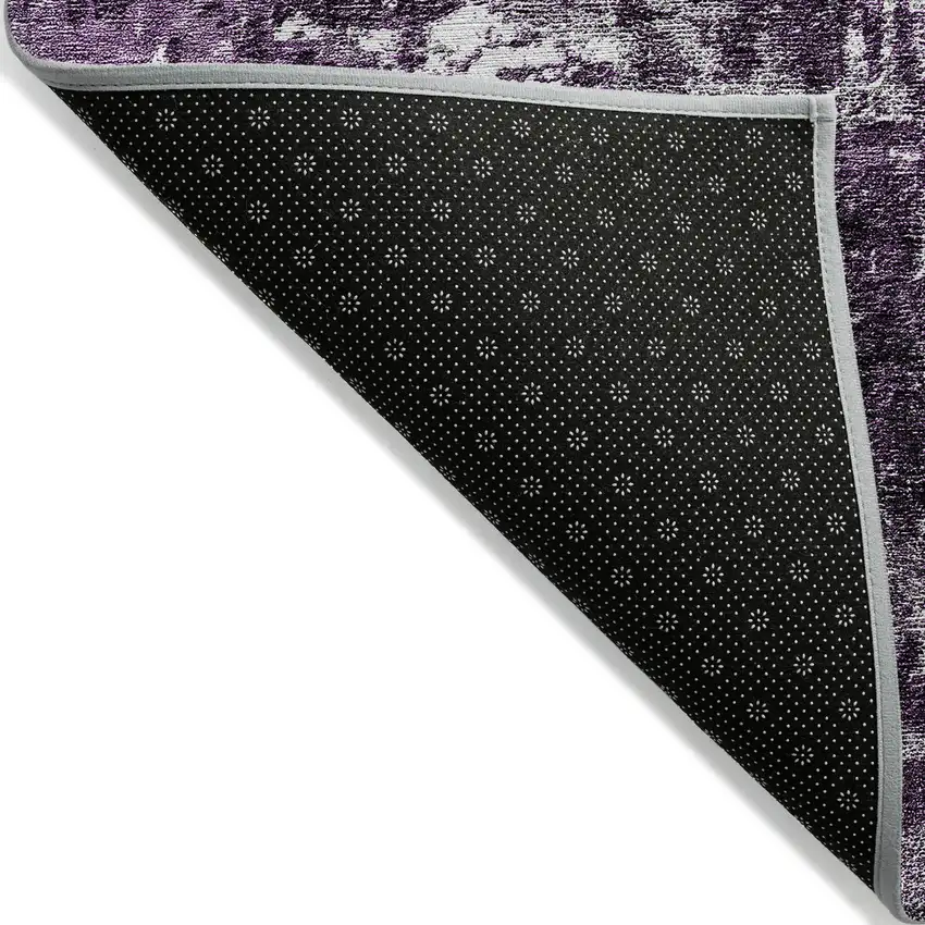 Eggplant Purple And Lavender Abstract Washable Indoor Outdoor Area Rug Photo 2