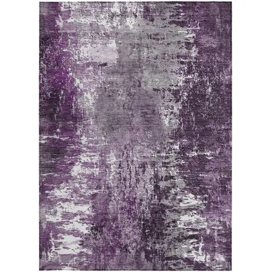 Eggplant Purple And Lavender Abstract Washable Indoor Outdoor Area Rug Photo 4