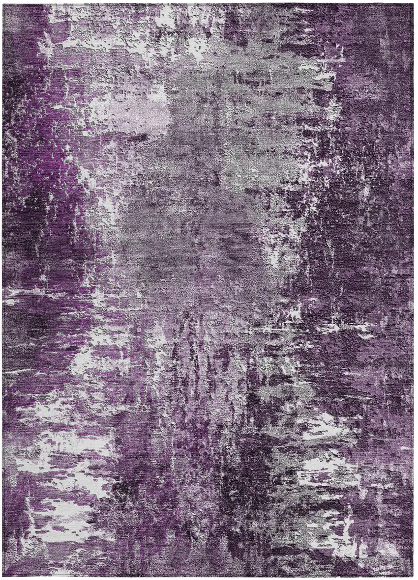 Eggplant Purple And Lavender Abstract Washable Indoor Outdoor Area Rug Photo 4