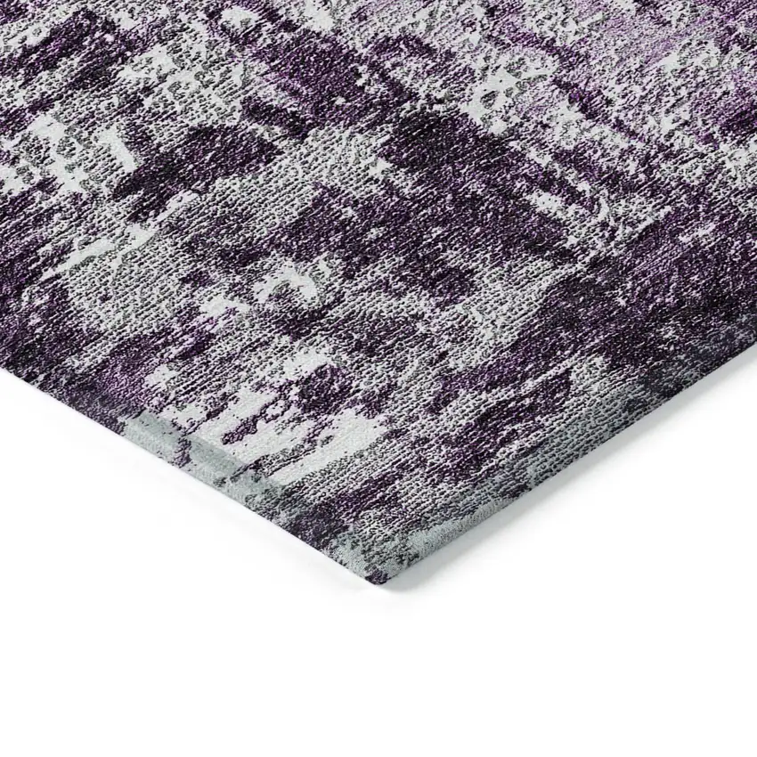 Eggplant Purple And Lavender Abstract Washable Indoor Outdoor Area Rug Photo 4