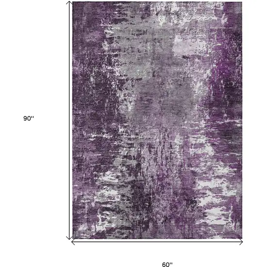 Eggplant Purple And Lavender Abstract Washable Indoor Outdoor Area Rug Photo 3