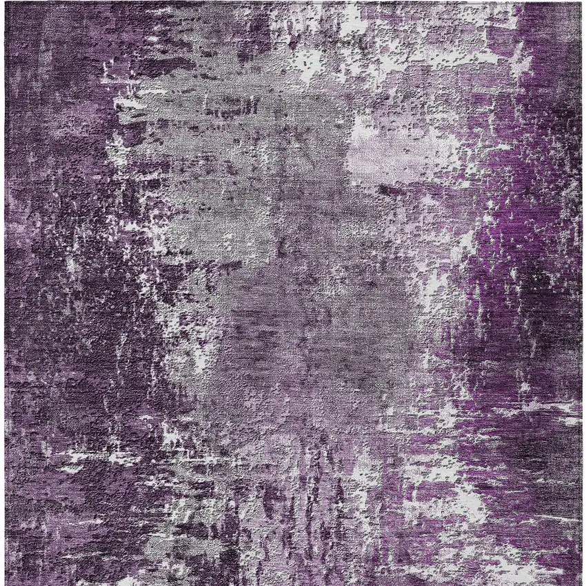 Eggplant Purple And Lavender Abstract Washable Indoor Outdoor Area Rug Photo 5