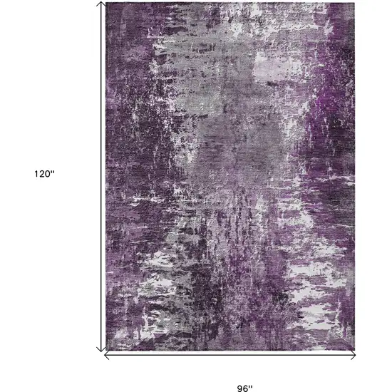 Eggplant Purple And Lavender Abstract Washable Indoor Outdoor Area Rug Photo 3