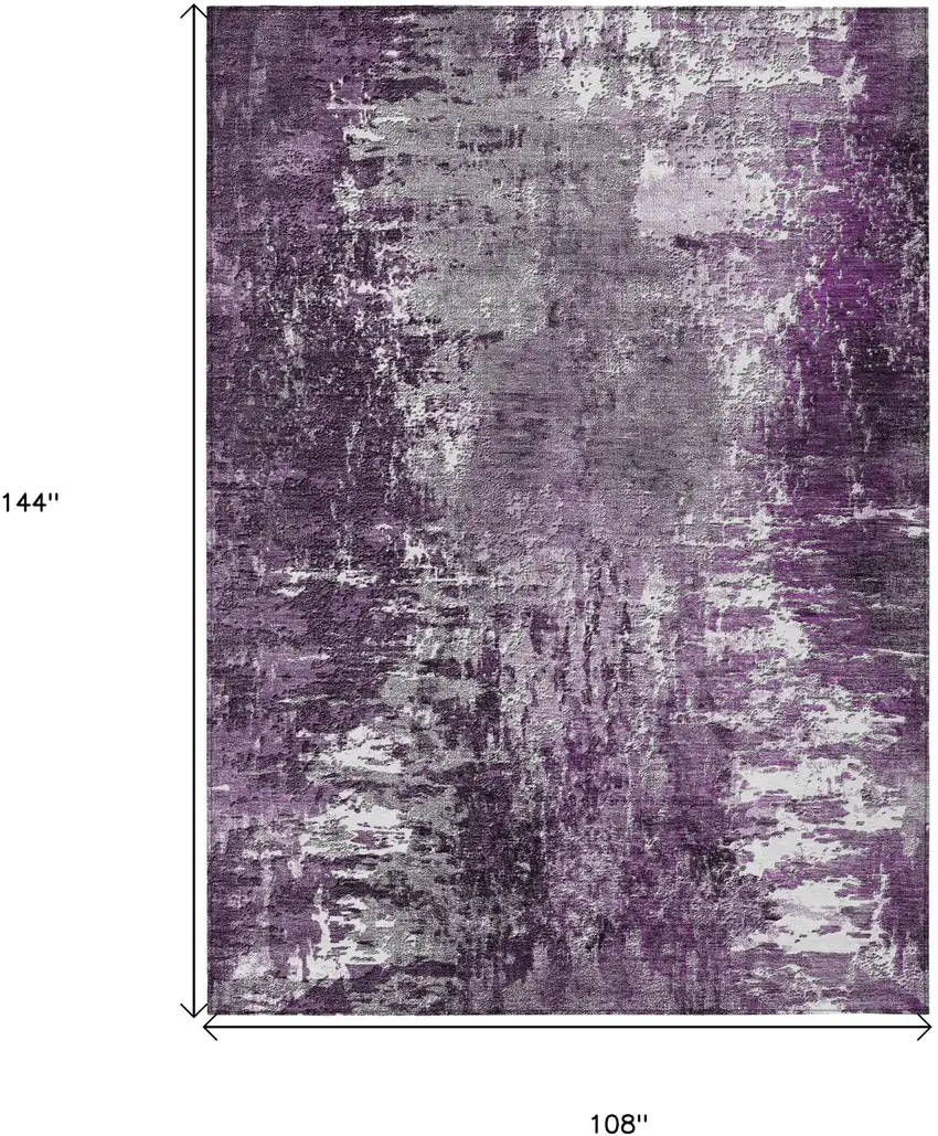 Eggplant Purple And Lavender Abstract Washable Indoor Outdoor Area Rug Photo 9