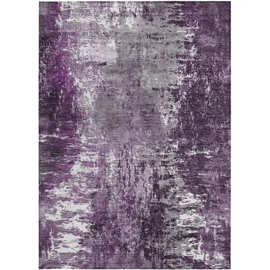 Eggplant Purple And Lavender Abstract Washable Indoor Outdoor Area Rug Photo 5