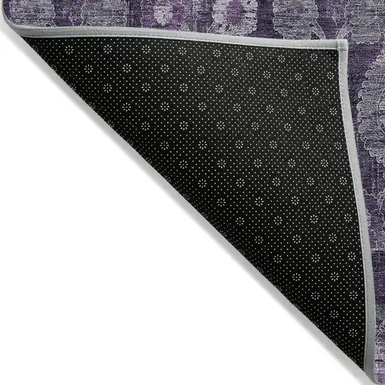Eggplant Purple And Lavender Damask Washable Indoor Outdoor Area Rug Photo 4