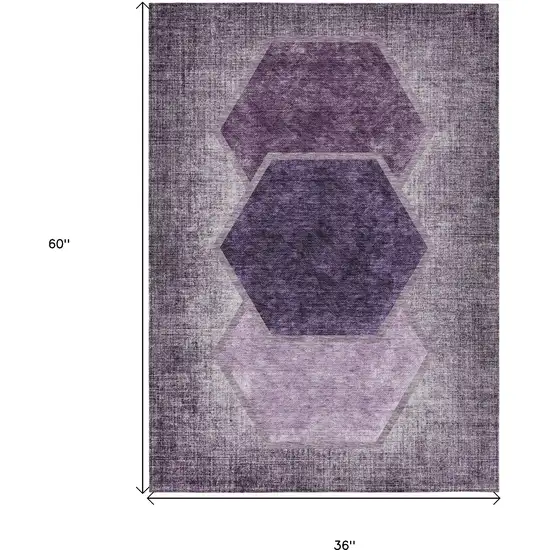 Eggplant Purple And Lavender Geometric Washable Indoor Outdoor Area Rug Photo 3
