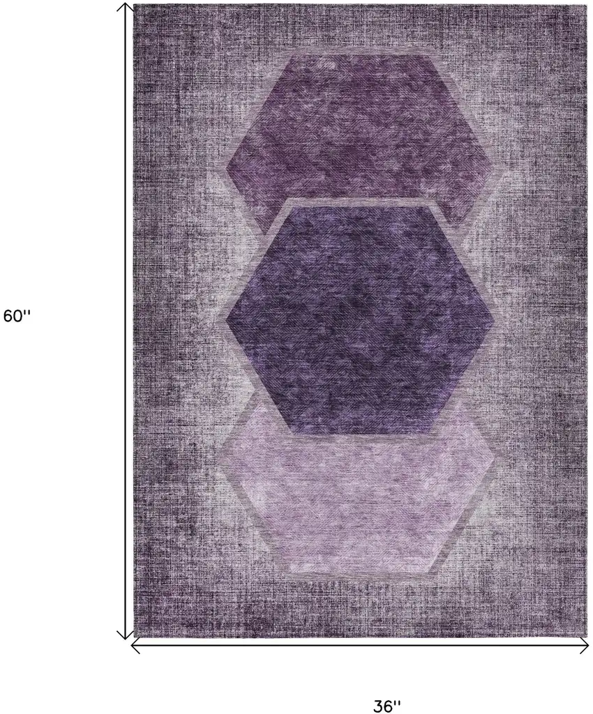 Eggplant Purple And Lavender Geometric Washable Indoor Outdoor Area Rug Photo 3