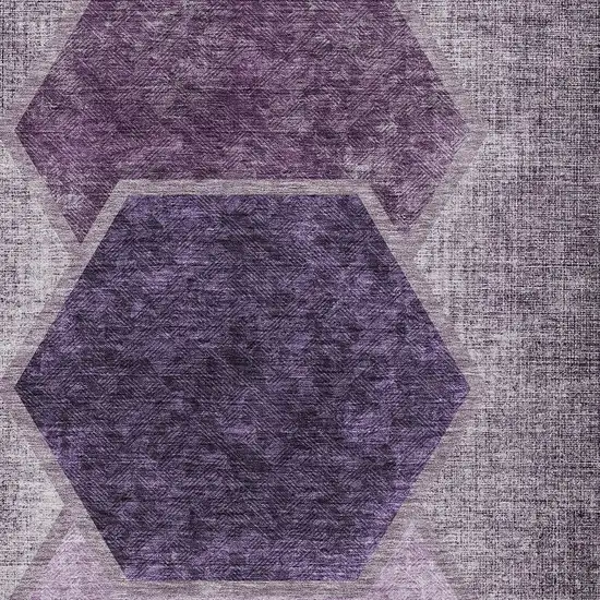 Eggplant Purple And Lavender Geometric Washable Indoor Outdoor Area Rug Photo 6