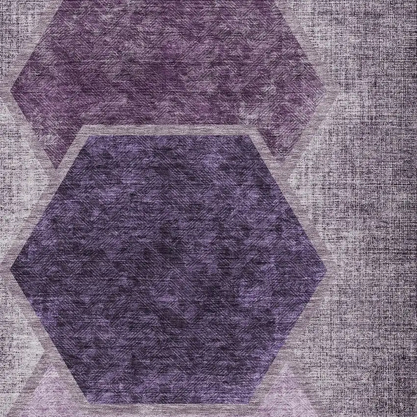 Eggplant Purple And Lavender Geometric Washable Indoor Outdoor Area Rug Photo 6