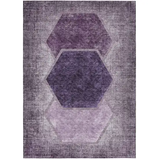 Eggplant Purple And Lavender Geometric Washable Indoor Outdoor Area Rug Photo 2