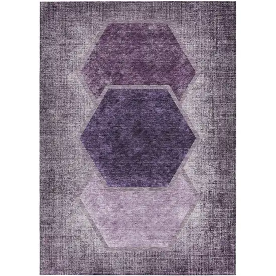 Eggplant Purple And Lavender Geometric Washable Indoor Outdoor Area Rug Photo 7