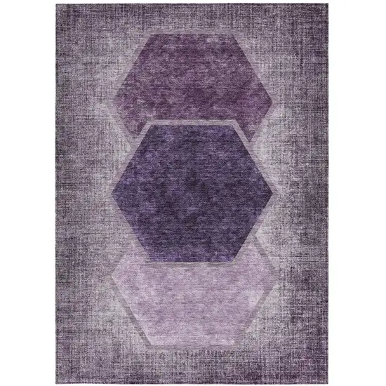 Eggplant Purple And Lavender Geometric Washable Indoor Outdoor Area Rug Photo 7