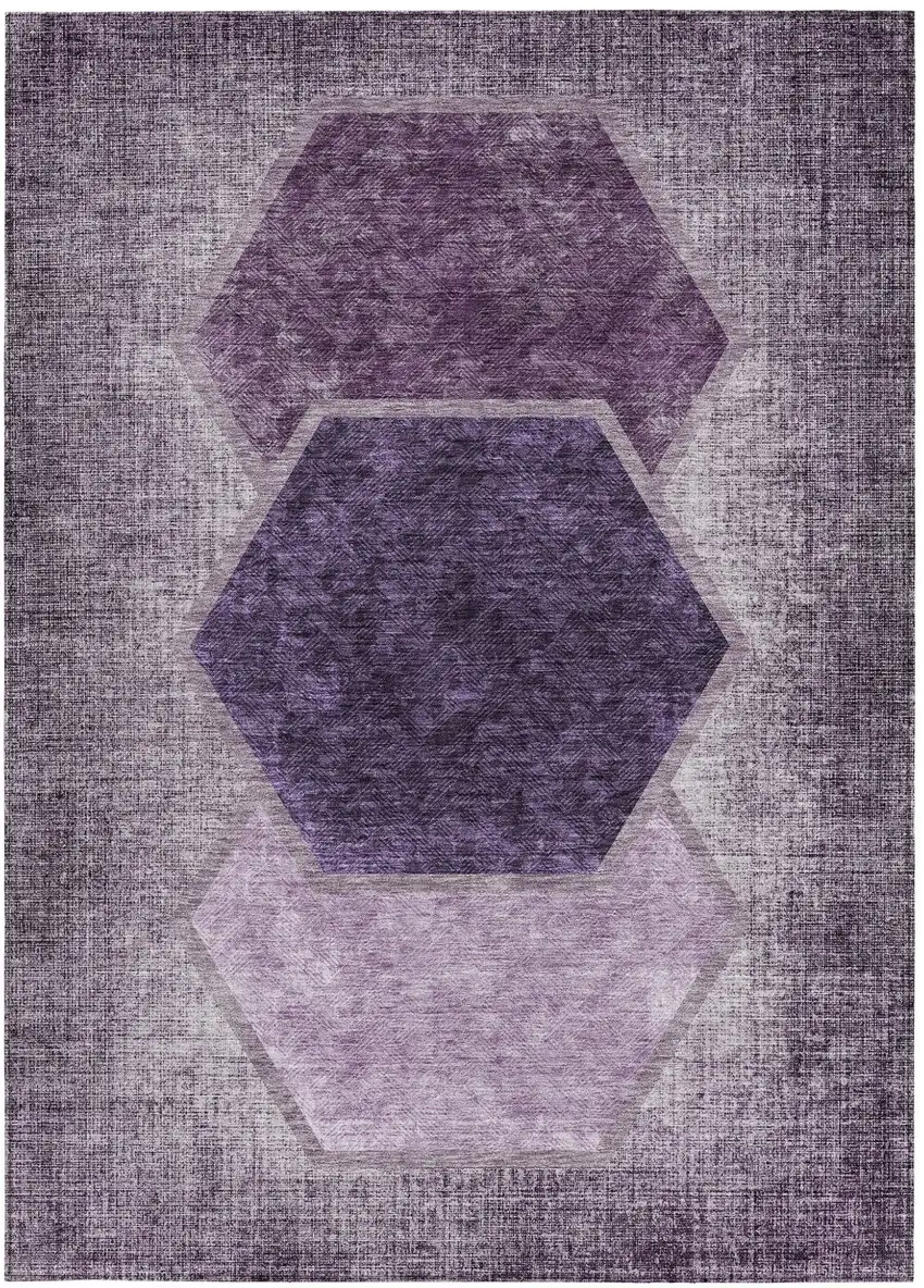 Eggplant Purple And Lavender Geometric Washable Indoor Outdoor Area Rug Photo 7