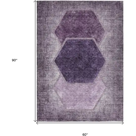 Eggplant Purple And Lavender Geometric Washable Indoor Outdoor Area Rug Photo 3