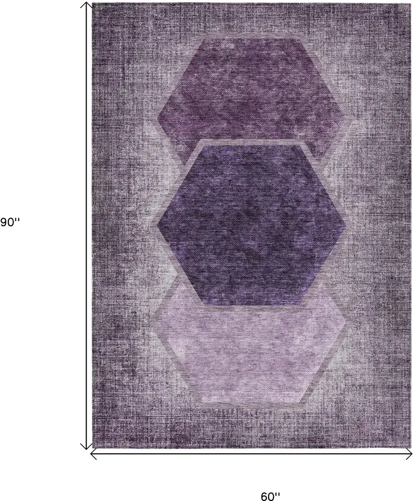 Eggplant Purple And Lavender Geometric Washable Indoor Outdoor Area Rug Photo 3