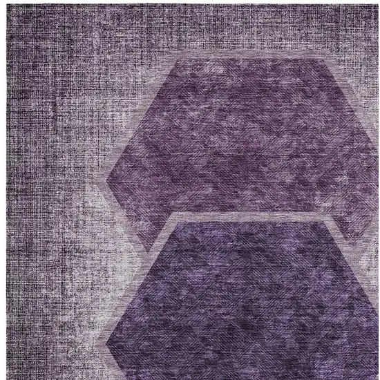 Eggplant Purple And Lavender Geometric Washable Indoor Outdoor Area Rug Photo 6